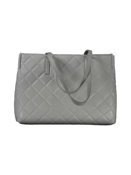 Lniana shopperka Valentino By Mario Valentino szara