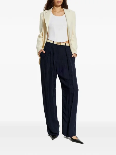 Pantaloni Victoria Beckham plisate albastru