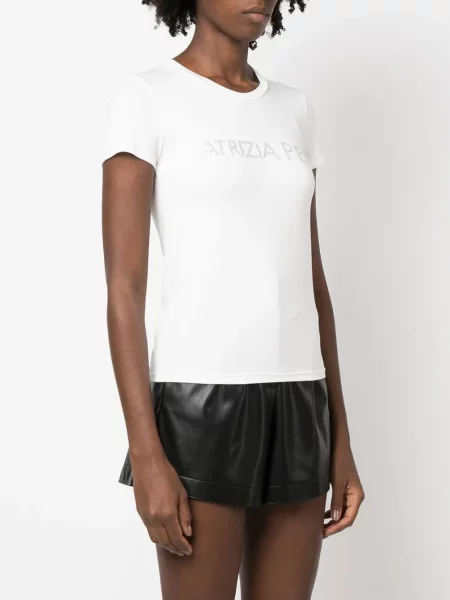 Krótka koszulka Patrizia Pepe z krótkim rękawem biała