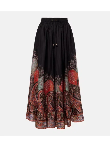 Jedwabna maksi spódnica maxi Zimmermann z falbankami