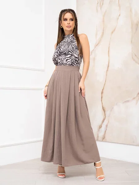 ISSA Plus Спідниця максі Без підкладки коричневий