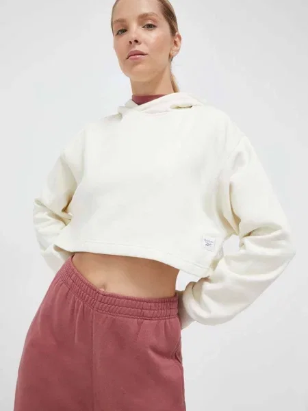 Класически суичър с качулка Reebok Classic с качулка бежово