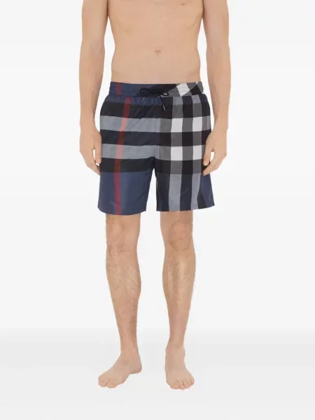 Slip de baie Burberry în carouri gri