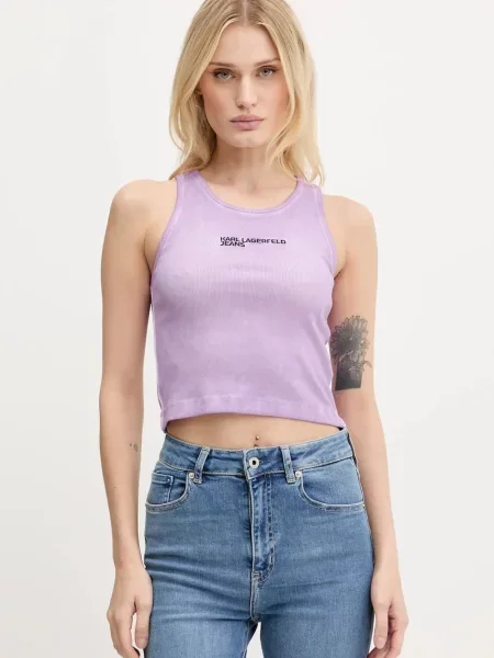Džínový top Karl Lagerfeld Jeans fialový
