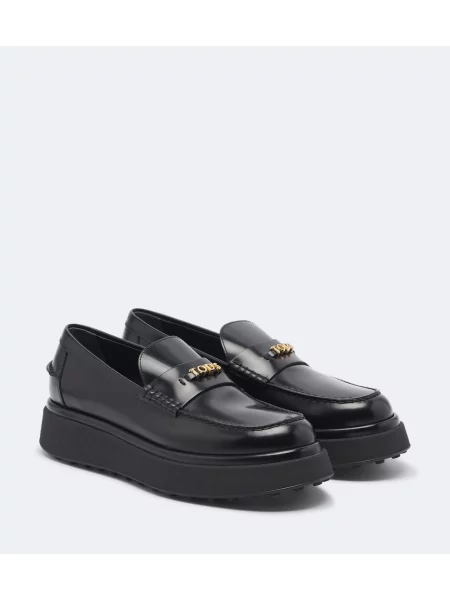 Pantofi loafer Tod's din piele cu platformă negru