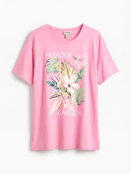 T-shirt o pudełkowym kroju z miękkiej różowa