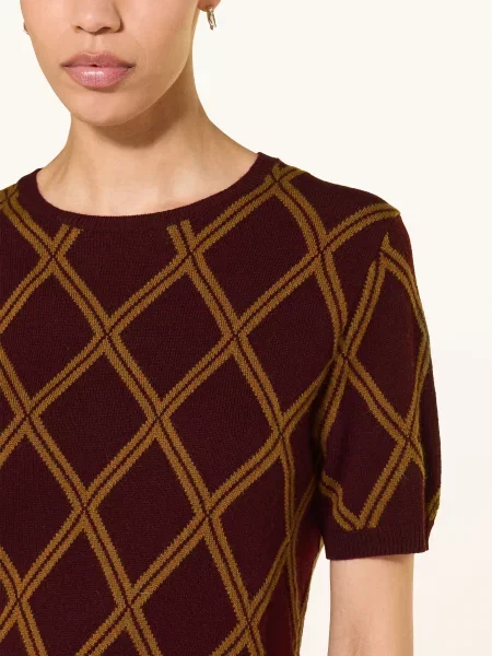 Allude Úpletové Tričko S Kašmírem velbloudí / tmavě červená