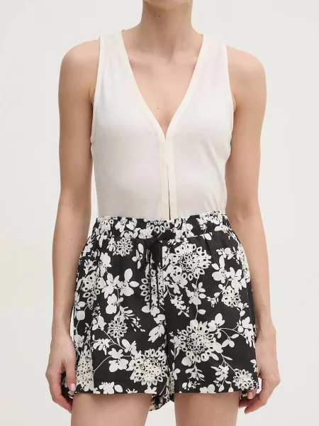 Gaudi pantaloni scurți din femei cu imprimeu high waist negru