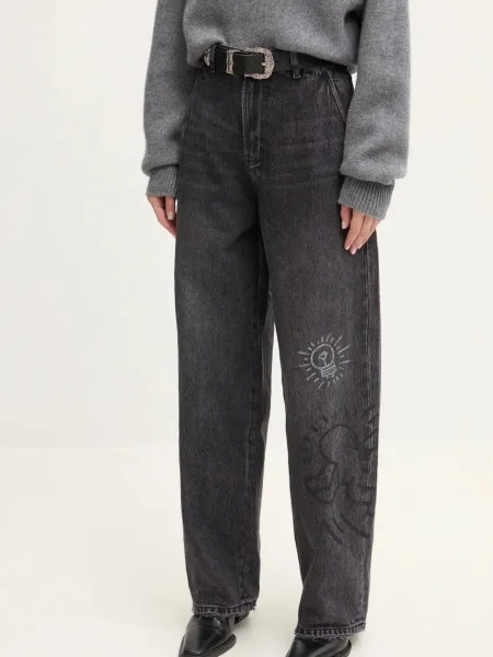 Дънки Miss Sixty x Keith Haring с висока талия сиво