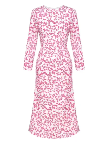 Rochie maxi Post Meridiem cu model floral cu imagine până la genunchi roz