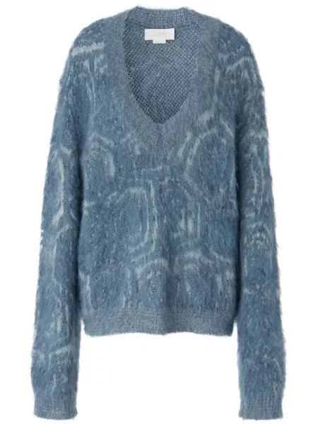 Pulover Genny cu imprimeu animal print albastru