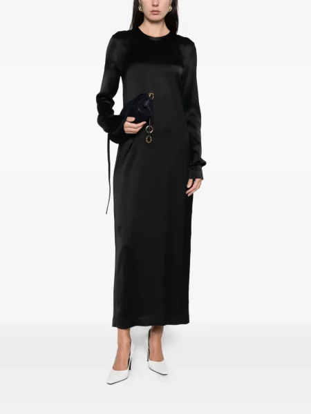 Rochie maxi Toteme din satin de costum negru