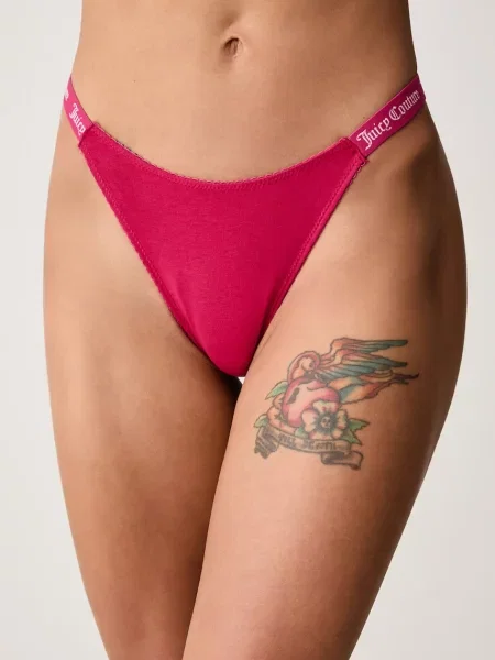Juicy Couture tanga s DEMI FEMME COTTON SCALLOPED THONG červené
