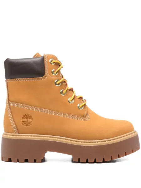 Боти Timberland с връзки на платформе с дантела кафяво