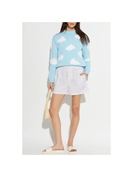 Lniany sweter Moschino niebieski