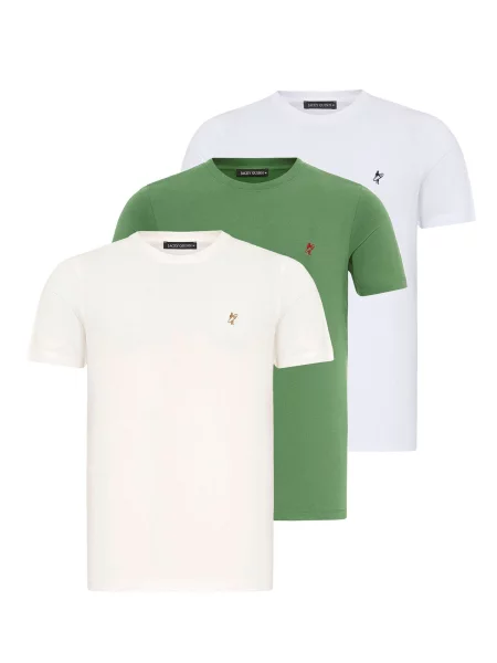 Jacey Quinn Majica bež / svijetlozelena bijela