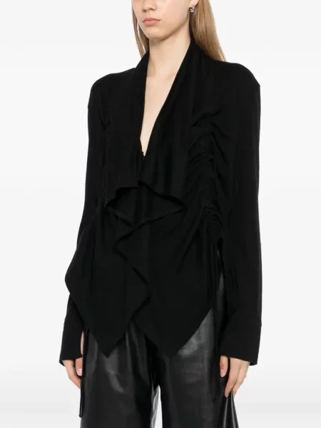Ζακέτα Yohji Yamamoto ντραπέ με κορδόνι μαύρο