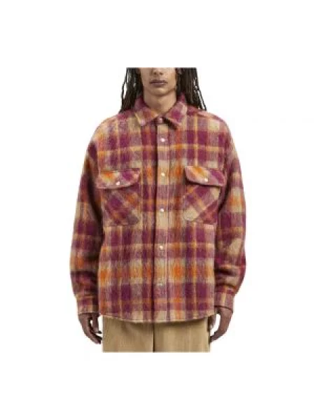 Wielobarwność kurtka Palm Angels w kratkę z nadrukiem szara