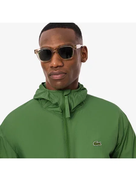 Lacoste Kurtka Przeciwdeszczowa Z Kapturem zielona