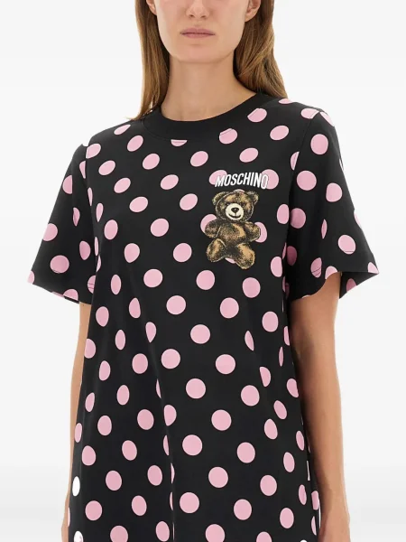 Πουά μίντι φόρεμα Moschino με σχέδιο με μήκος μέχρι το γόνατο μαύρο