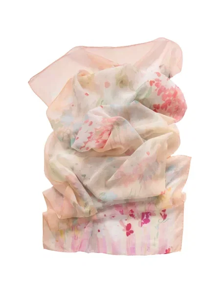 Fular Elizabetta cu model floral cu imagine roz