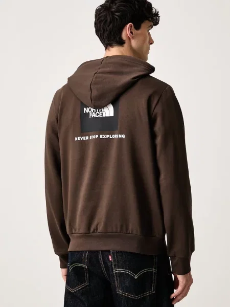 The North Face bluza z kapturem z bawełną Evolution brązowa