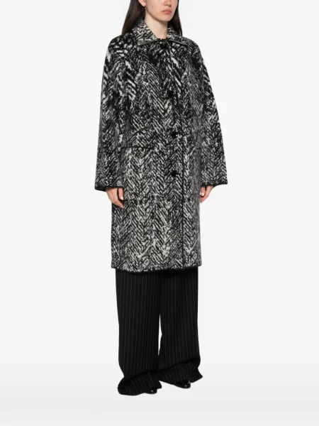 Palton Liu Jo tricotate cu model herringbone negru