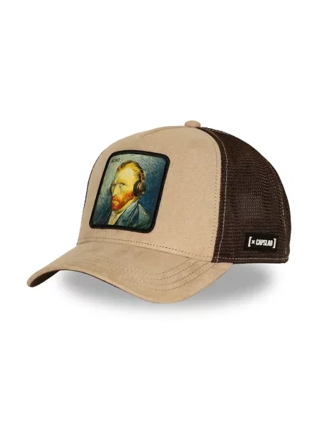 Capslab czapka z daszkiem trucker z bawełną x van Gogh beżowa