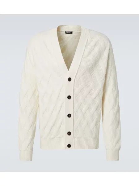 Cardigan Zegna tricotate alb