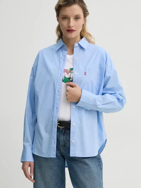 Košile Levi's HARLIE NEW BF SHIRT relaxed s klasickým límcem modrá