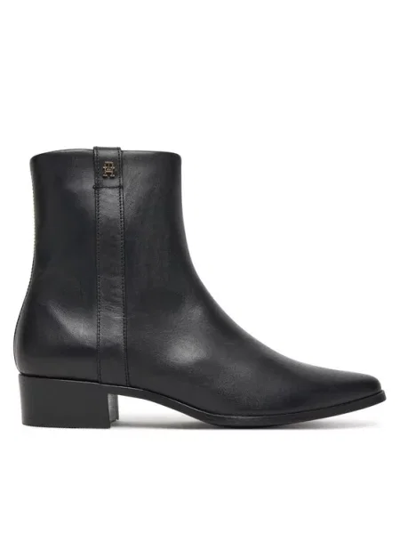 Usnjene škornji Tommy Hilfiger črna