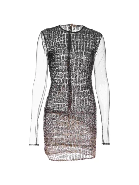 Rochie mini Just Cavalli cu paiete cu imprimeu animal print negru