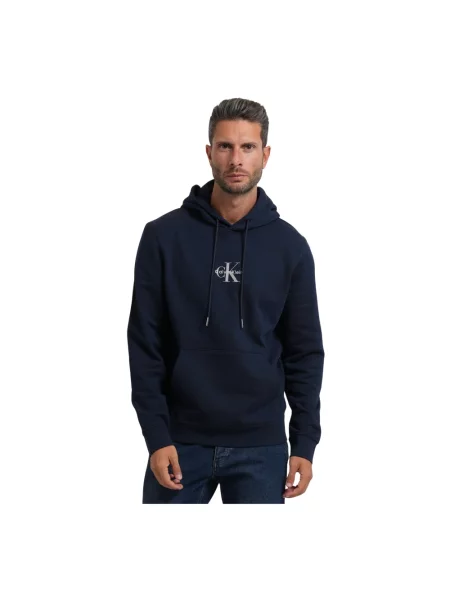 Bluza z kapturem Calvin Klein z logo niebieska