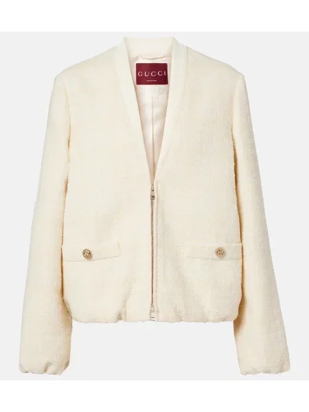 Geacă Gucci în carouri din tweed alb