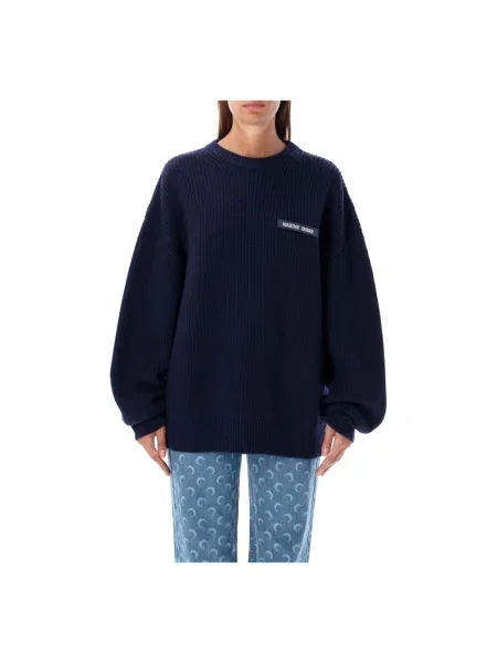 Sweter Marine Serre z dekoltem w serek niebieski