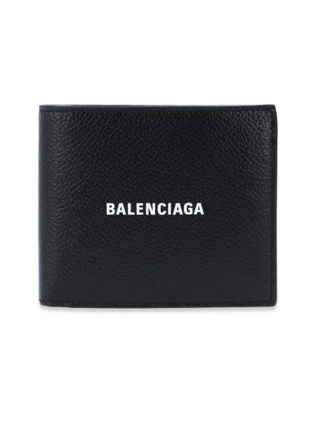 Lniany portfel Balenciaga z logo czarny