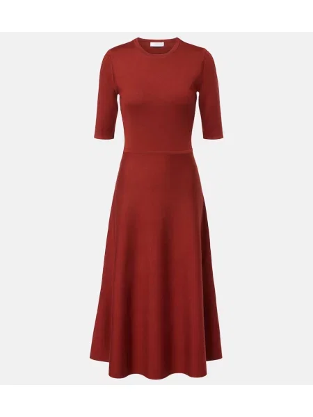 Rochie maxi Gabriela Hearst de lână de costum roșu