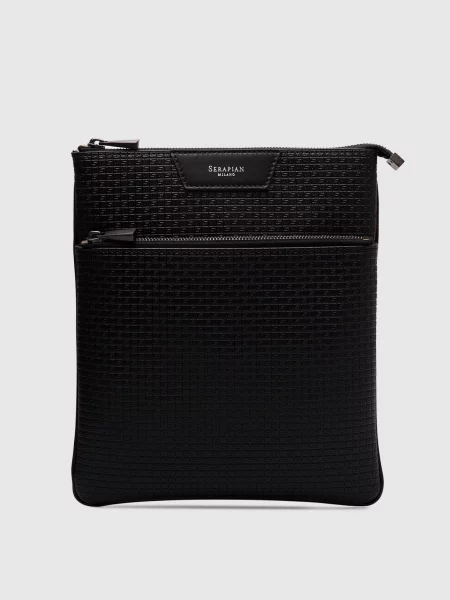 Кожаная сумка Serapian без каблука черная