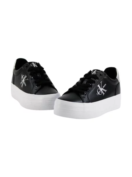 Sneakersy Calvin Klein skórzane sznurowane czarne