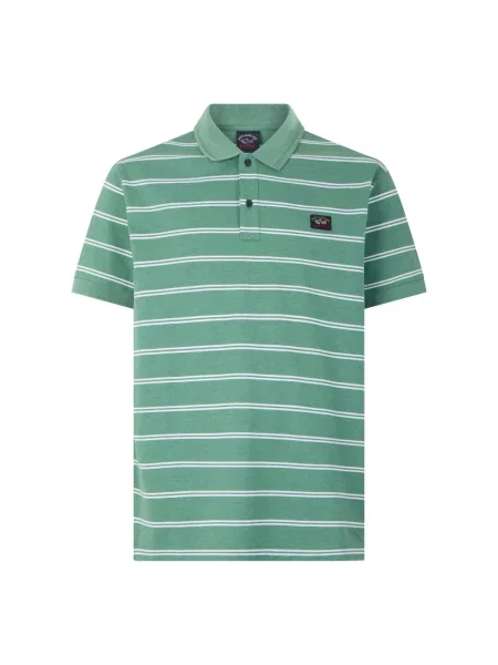 Koszulka polo Paul & Shark w paski z paskiem zielona