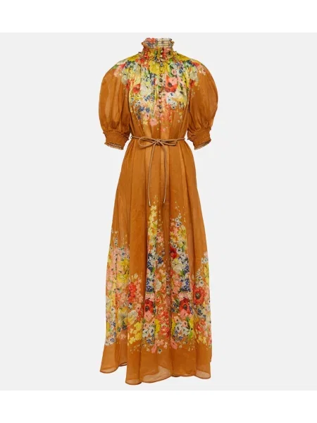 Rochie maxi Zimmermann cu model floral de costum portocaliu