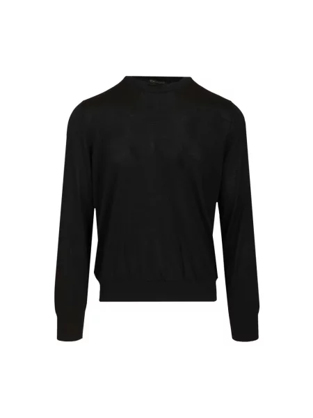 Jedwabny sweter Tom Ford z okrągłym dekoltem czarny