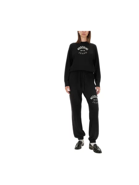 Sweter Moschino wełniany z logo czarny