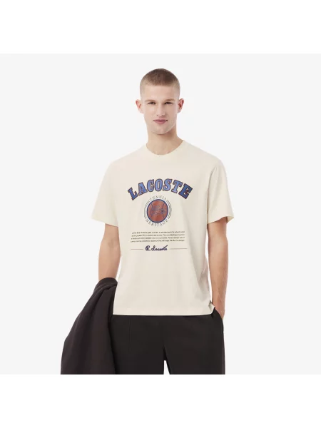 Lacoste Koszulka Z Nadrukiem beżowy