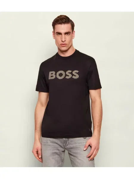 BOSS BLACK Tricou C-Thompson 41 | mercerizat negru