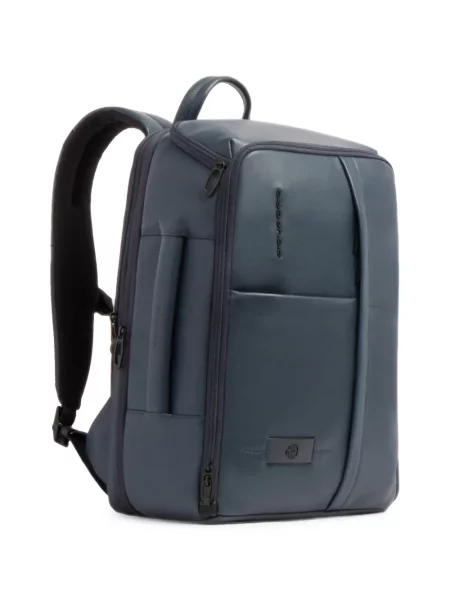 Rucsac Piquadro din piele cu autograf albastru