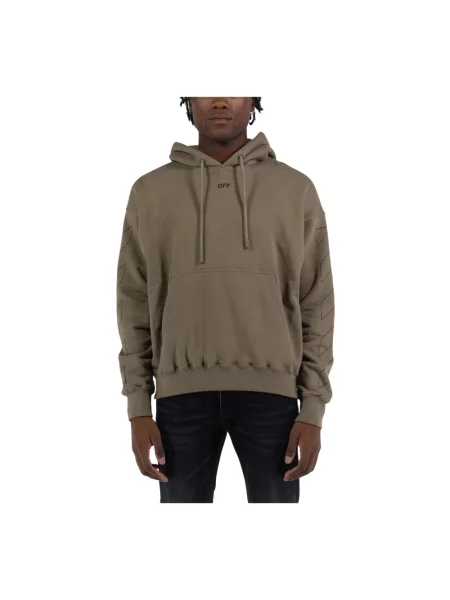 Bluza z kapturem Off-white z kapturem z nadrukiem polarowa biała