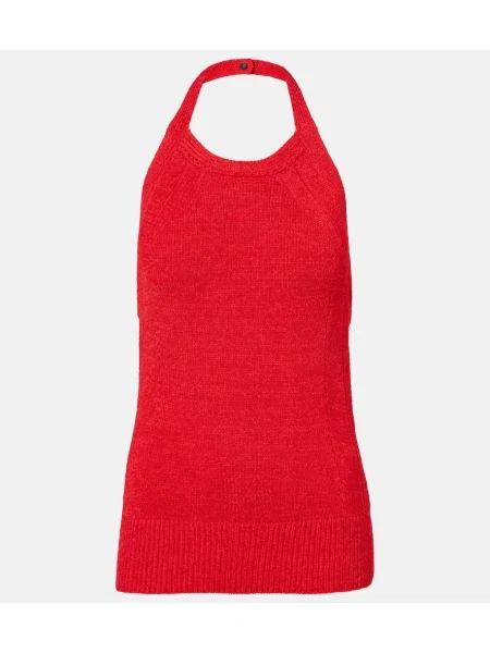 Top Proenza Schouler tricotate cu gât halter roșu