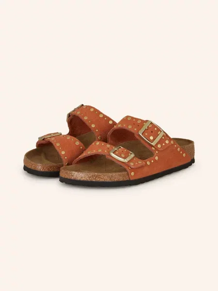 Klapki Birkenstock zamszowe pomarańczowe