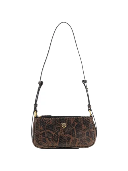 Pinko De piele geantă pe umăr Half Moon Horizontal Mini gri